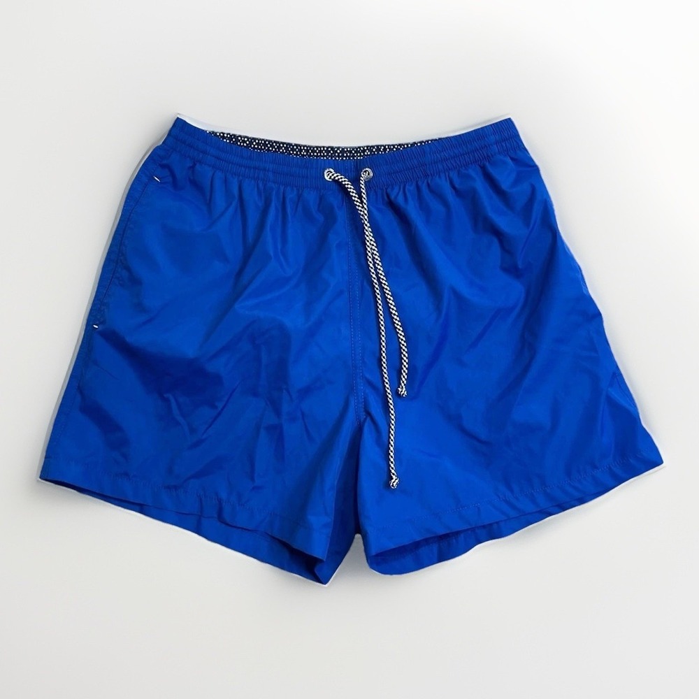 Zara Man Blue Mid-Length Swim Shorts Trunks Mesh Lining Size M